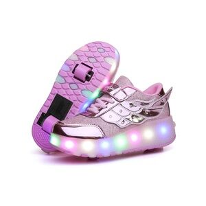 Kids Light-Up Pink Sneakers with wheels